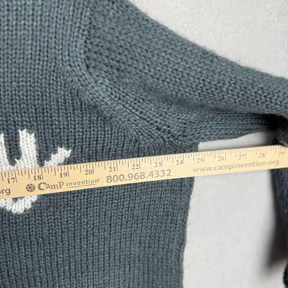 Wooden Ships Merry Crew Sweater Size S Mohair Wool Christmas Holiday Green - Picture 5 of 6